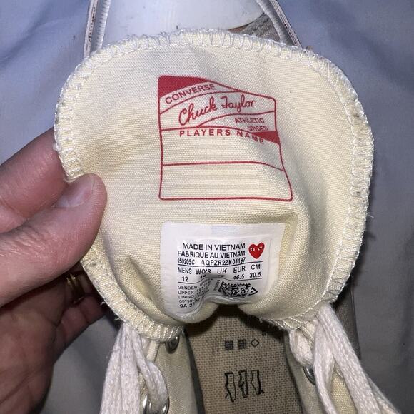 Converse x Comme Des Garcons Shoes Mens Size 12 Ivory High Top Chuck *AS IS READ - Picture 13 of 14